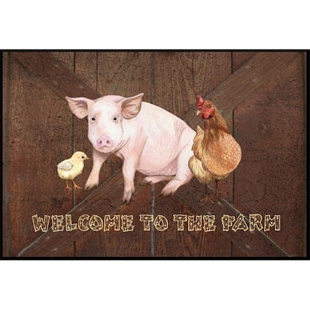 Carolines Treasures Carolines Treasures SB3083JMAT Welcome to the Farm with the pig and chicken Indoor or Outdoor Mat SB3083JMAT